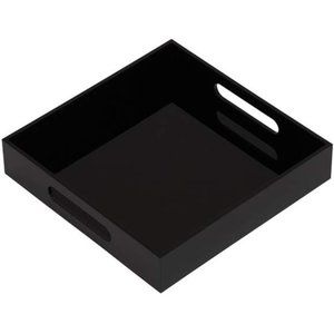 Glossy Black Sturdy Acrylic Serving Tray with Handles-10x10Inch-Serving Coffee